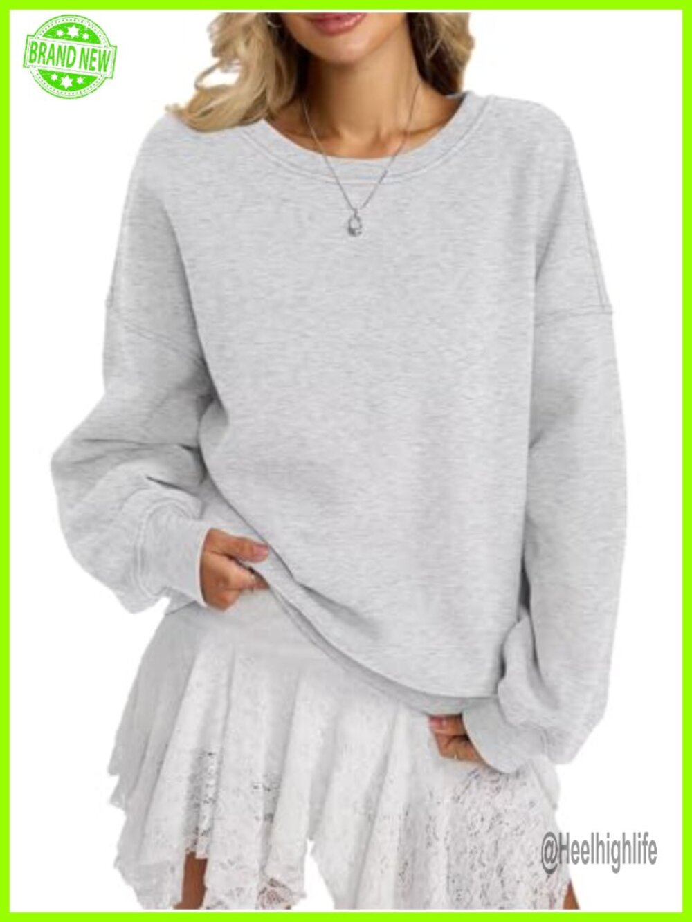 Fleece Crewneck Sweatshirt Oversized Long Sleeve Pullover